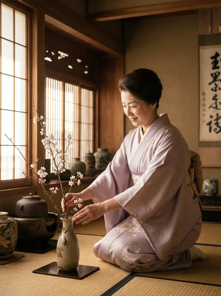一位优雅的 海角社-热门话题讨论区|最新资讯发布|全网热搜 在和室中插花